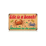 Lifes A Beach Crabs Vintage Sign Metal Sign