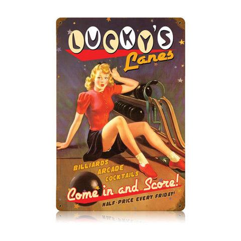 Lucky Lanes Vintage Sign Metal Sign