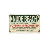 Nude Beach Florida Vintage Sign Metal Sign