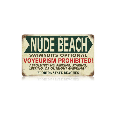 Nude Beach Florida Vintage Sign Metal Sign