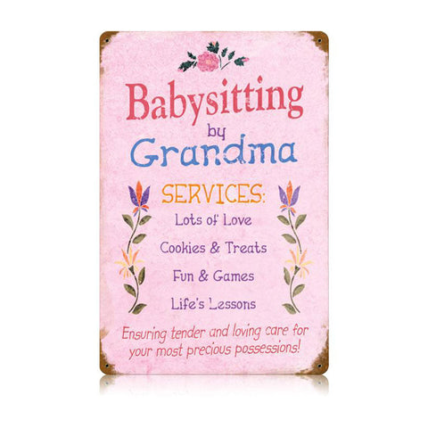 Babysitting Grandma Vintage Sign Metal Sign