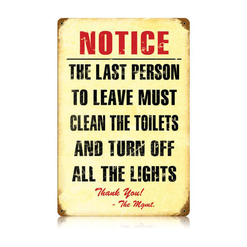 Clean Toilet Vintage Sign Metal Sign