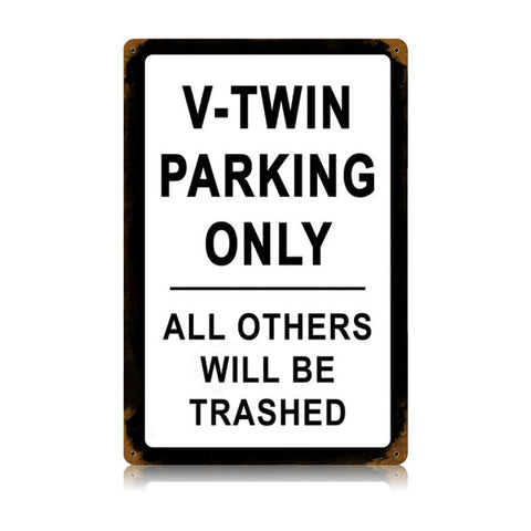V Twin Parking Vintage Sign Metal Sign
