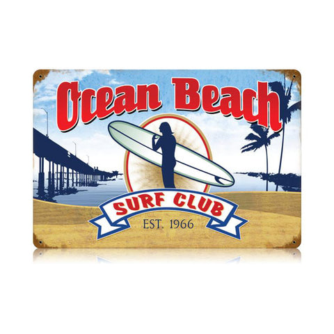 Ocean Beach Surf Club Metal Sign