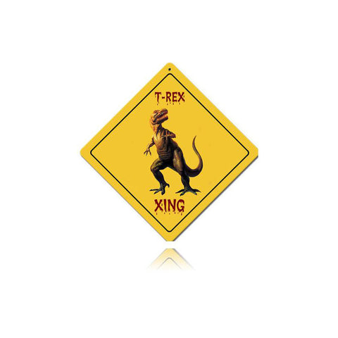 T Rex Xing Vintage Sign Metal Sign