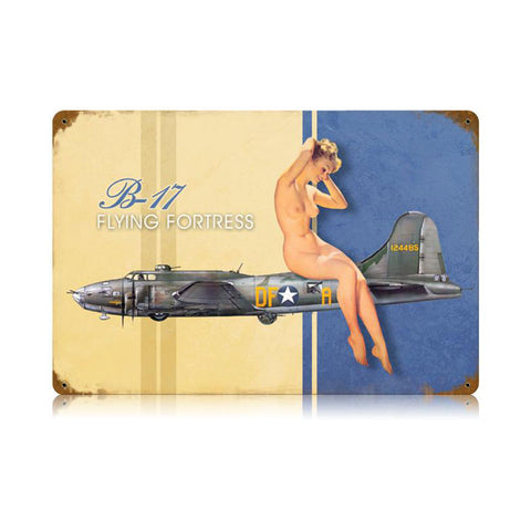 B-17 Nude Vintage Sign Metal Sign