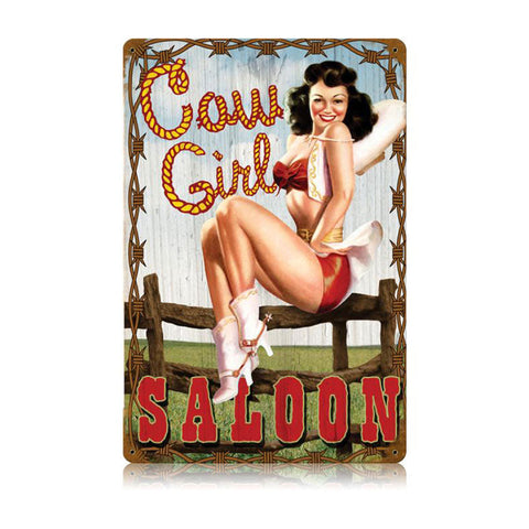 Cowgirl Saloon Vintage Sign Metal Sign