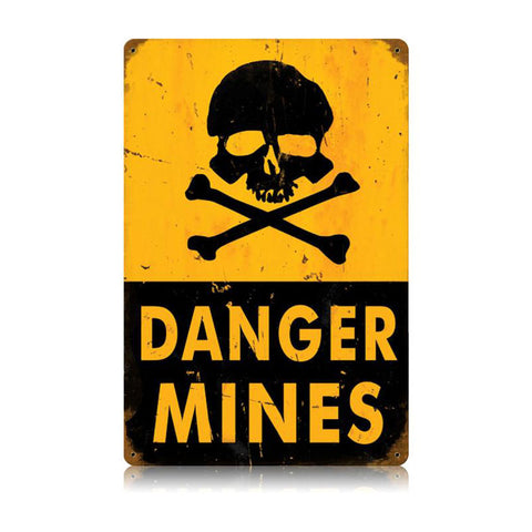 Danger Mines Vintage Sign Metal Sign