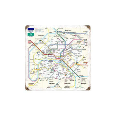 Paris Metro Vintage Sign Metal Sign