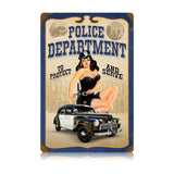Police Pin Up Vintage Sign Metal Sign