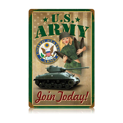 Army Pin Up Vintage Sign Metal Sign