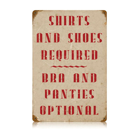 Shirts Required Vintage Sign Metal Sign