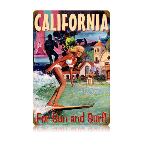 California Surfer Vintage Sign Metal Sign