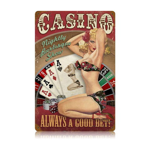 Casino Pinup Vintage Sign Metal Sign
