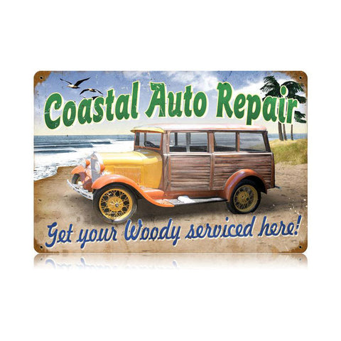 Coastal Auto Vintage Sign Metal Sign