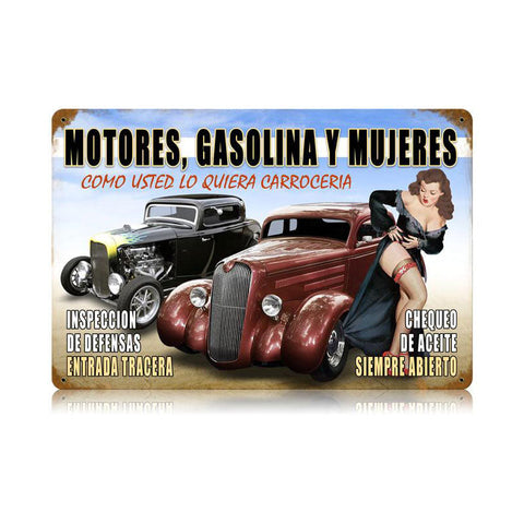 Motors Y Mujeres Vintage Sign Metal Sign