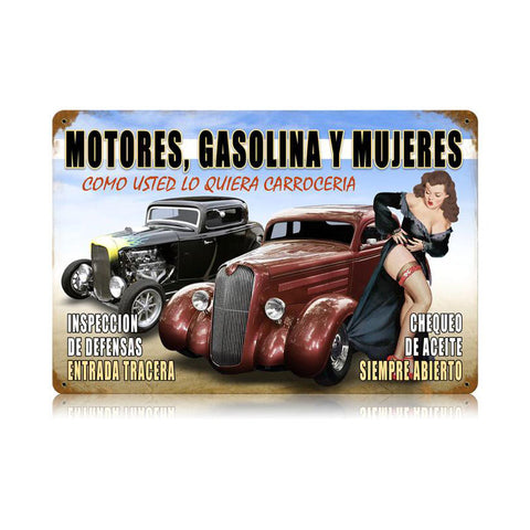 Motors Y Mujeres Vintage Sign Metal Sign