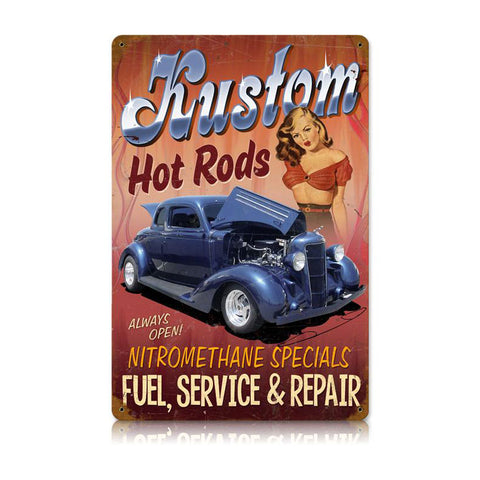 Kustom Hot Rods Vintage Sign Metal Sign