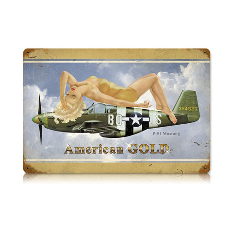American Gold Vintage Sign Metal Sign
