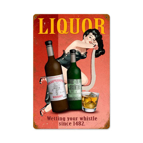 Liquor Pin-Up Vintage Sign Metal Sign