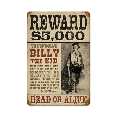 Billy The Kid Vintage Sign Metal Sign