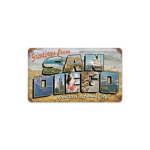 San Diego Postcard Vintage Sign Metal Sign