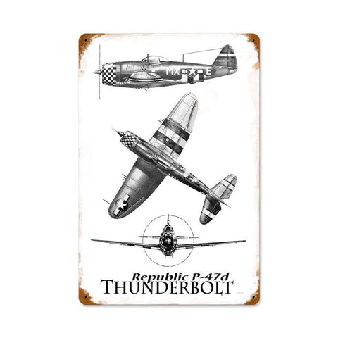 P-47 Three View Vintage Sign Metal Sign
