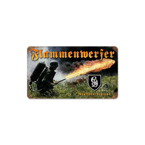 Flamethrower Vintage Sign Metal Sign