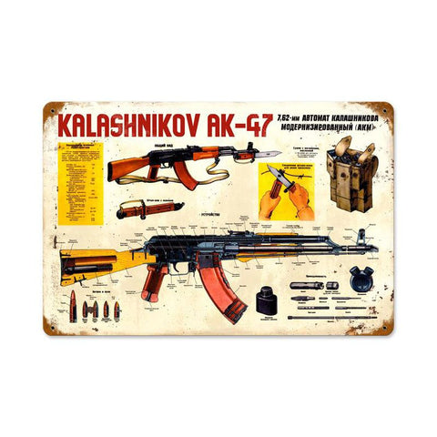 Kalashnikov Ak-47 Vintage Sign Metal Sign