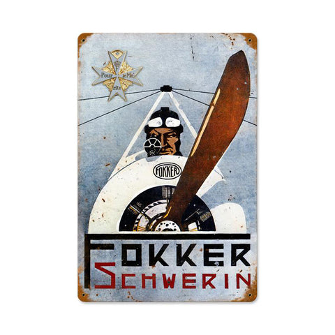 Fokker Schwerin Vintage Sign Metal Sign