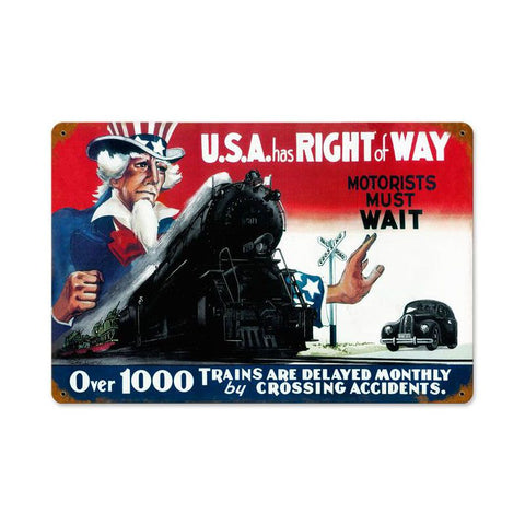Right Of Way Vintage Sign Metal Sign