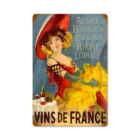 Wines Of France Vintage Sign Metal Sign
