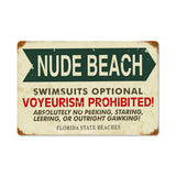 Nude Beach Metal Sign