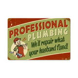 Professional Plumbing Metal Sign