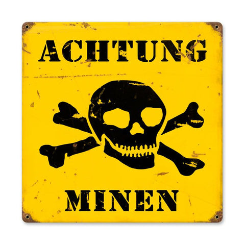 Achtung Minen Vintage Sign Metal Sign
