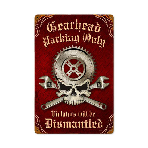 Gearhead Parking Vintage Sign Metal Sign
