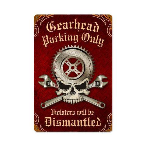 Gearhead Parking Vintage Sign Metal Sign