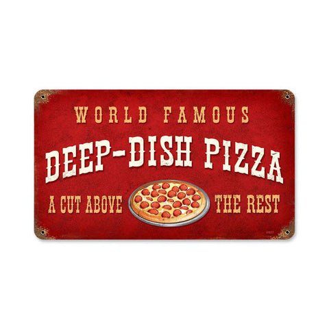 Deep Dish Pizza Vintage Sign Metal Sign