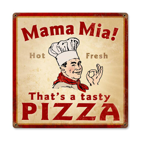 Mama Mia Pizza Vintage Sign Metal Sign
