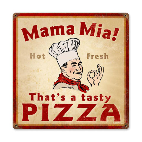 Mama Mia Pizza Vintage Sign Metal Sign