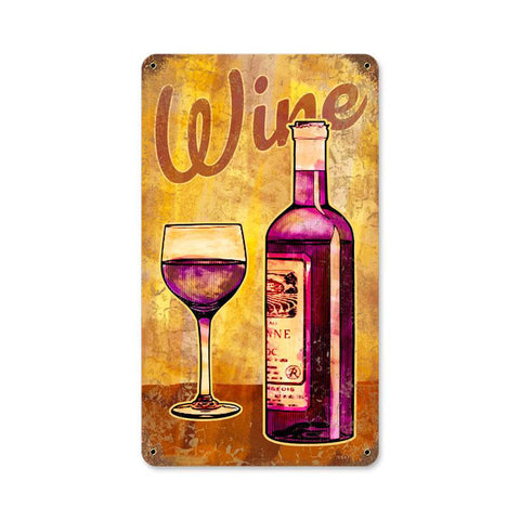 Wine Glass Vintage Sign Metal Sign