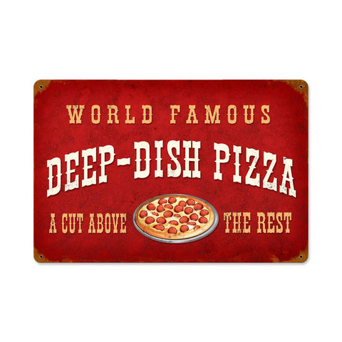 Deep Dish Pizza Vintage Sign Metal Sign