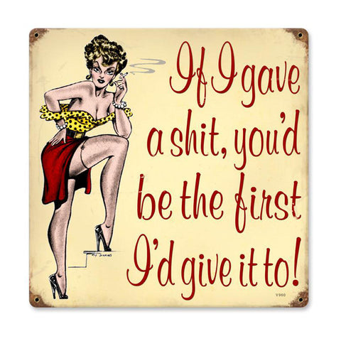 Give A Shit Vintage Sign Metal Sign