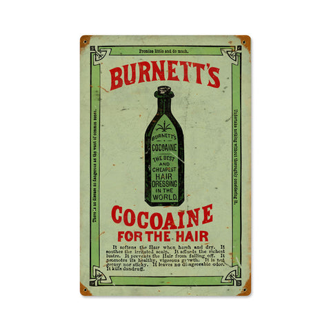 Burnett'S Cocoaine Vintage Sign Metal Sign