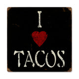 I Heart Tacos Vintage Sign Metal Sign