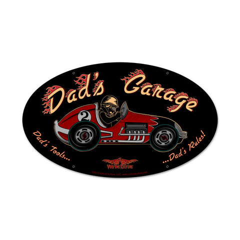 Dad'S Garage Racecar Vintage Sign Metal Sign