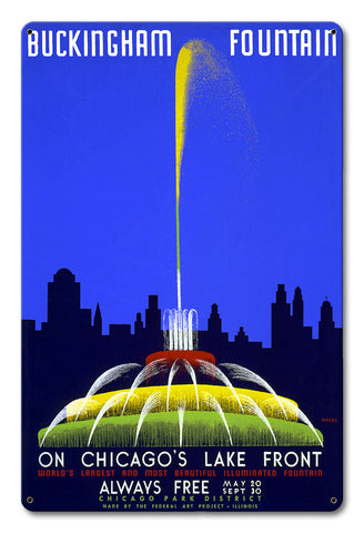 Buckingham Fountain Vintage Metal Sign Metal Sign