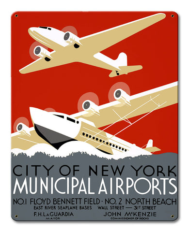City New York Municipal Airports Vintage Metal Sign Metal Sign