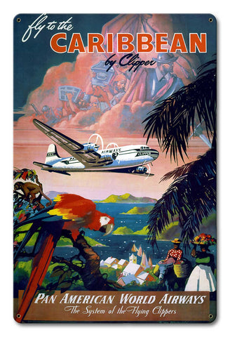 Fly Caribbean Clipper Vintage Metal Sign Metal Sign
