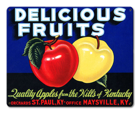 Delicious Fruits Quality Apples Vintage Metal Sign Metal Sign